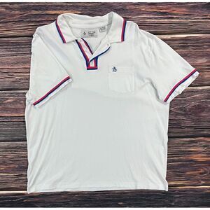 Original Penguin Polo Shirt Mens XL White Short Sleeve Logo Golf Performance